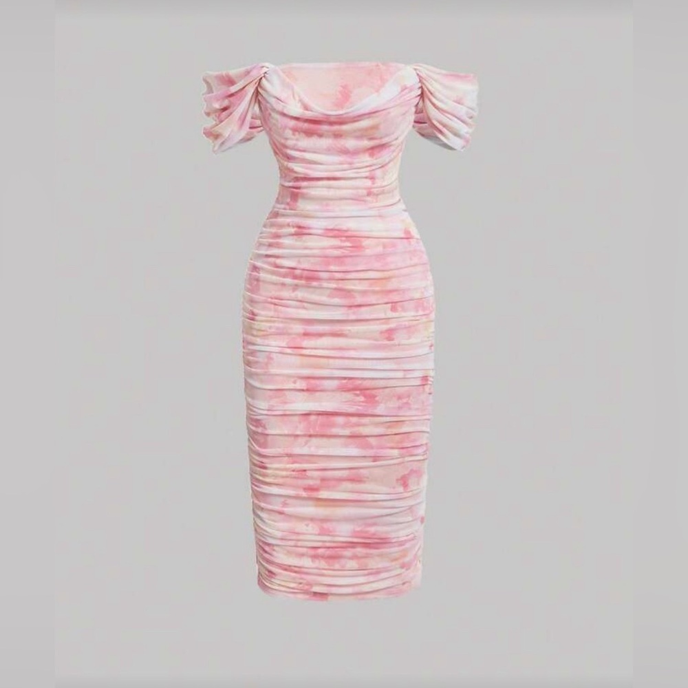 Floral Printed Ruffle Off Shoulder Women's Pastel Dresses For Women Small